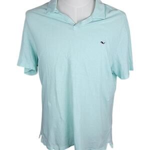 Vineyard Vines Linen Blend Polo Shirt Mens Large Light Green Embroidered Logo